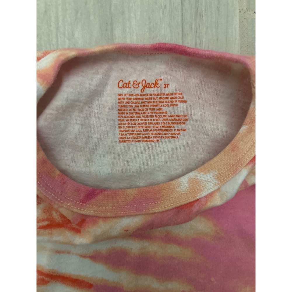 Cat & Jack Toddler Kids Pink Orange Tie Dye Sleeveless Tank Top Shirt 3T - Picture 3 of 4